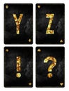 Set of letters Y, Z, Alphabet on vintage playing cards. Isolated on white background Royalty Free Stock Photo