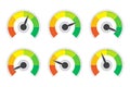 Set of level indicator gauges speedometer in a flat design