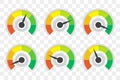 Set of level indicator gauges speedometer in a flat design