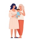 LGBT couples with children, gays, lesbian family. Relations and rights of homosexual partners. Vector illustration in a