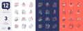 Set of Lgbt, Crowdfunding and Documents box line icons. For design. Vector