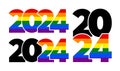 Set of LGBTQ 2024 rainbow logos.