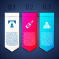 Set Liberty bell in Philadelphia, Champagne bottle and White House. Business infographic template. Vector Royalty Free Stock Photo