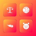 Set Libra zodiac, Planet Mercury, Comet falling down fast and Pig icon. Vector Royalty Free Stock Photo