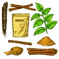 Set of licorice sketch elements, sugar substitute