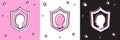 Set Life insurance with shield icon isolated on pink and white, black background. Security, safety, protection, protect Royalty Free Stock Photo