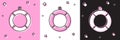 Set Lifebuoy icon isolated on pink and white, black background. Lifebelt symbol. Vector