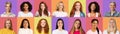 Set of lifeful beautiful women of different ages and nationalities Royalty Free Stock Photo