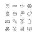 Set of lifestyle and entertainment icons, world, basketball, envelope, victory, passport, crown.