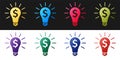 Set Light bulb with dollar symbol icon isolated on black and white background. Money making ideas. Fintech innovation Royalty Free Stock Photo