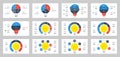 set of light bulb infographic element vector, data visualization with 3, 4, 5, 6 points, steps, options, list, processes, can be