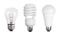 Set of Light Bulb LED CFL Fluorescent on white