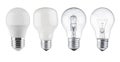 Set of light bulbs close up isolated on white background Royalty Free Stock Photo