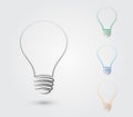 A set of light bulbs with different colors to represent idea for business and organization