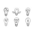 Set Light bulbs. Earth Hour concept illustration Royalty Free Stock Photo
