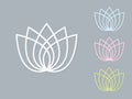 A set of light colors lotus flower logos on dark background