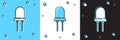 Set Light emitting diode icon isolated on blue and white, black background. Semiconductor diode electrical component Royalty Free Stock Photo
