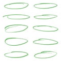 Set of light green oval vector highlighter elements Royalty Free Stock Photo