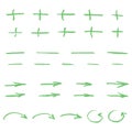 Set of light green vector highlighter elements Royalty Free Stock Photo