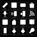 Set of Light, Locking, Mobile phone, Browser, Plug, Doorbell, Voice control, Thermostat, Remote icons