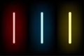 Set light red and blue, yellow neon letter I, vector illustration