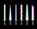 Set of light sword in flat style