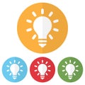 Set of lightbulb icon on a colorful circles. Vector illustration