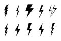 Set Lightning bolt. Thunderbolt, lightning strike. Modern flat style vector illustration. Thunder and Bolt Lighting Flash Icons