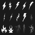 Set of lightning line icons, premium pack of signs in trendy style