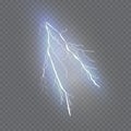 A set of lightning Magic and bright light effects. Vector illustration. Discharge electric current. Royalty Free Stock Photo