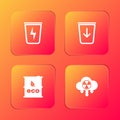 Set Lightning with trash can, Send to the, Bio fuel barrel and Acid rain and radioactive cloud icon. Vector