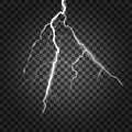 Set of lightnings. Thunder-storm and lightnings. Magic and bright lighting effects. Vector illustration.