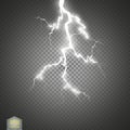 Set of lightnings. Thunder-storm and lightnings. Magic and bright lighting effects. Royalty Free Stock Photo