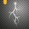 Set of lightnings. Thunder-storm and lightnings. Magic and bright lighting effects. Royalty Free Stock Photo