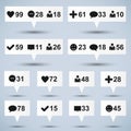 Set of like, follower, comment icons