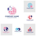 Set of Like World logo design vector. Good World logo design template concept