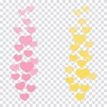 A set of likes in the live stream is a flying up icon heart. The likes user counter for online videos. Pink and yellow