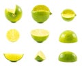 Set of limes on a white background Royalty Free Stock Photo