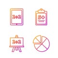 Set line Abacus, Calculator, Calculation and Mathematics function sine. Gradient color icons. Vector