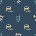 Set line ABC blocks, Speech bubble mom and Baby clothes pin on seamless pattern. Vector Royalty Free Stock Photo