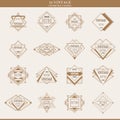 Set of line abstract geometric logotypes or borders