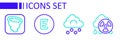 Set line Acid rain radioactive cloud, Hail, Compass west and Tornado icon. Vector