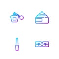 Set line Acne, Nail file, Perfume and Cream or lotion cosmetic tube. Gradient color icons. Vector