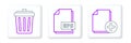 Set line Add new file, Trash can and EPS document icon. Vector Royalty Free Stock Photo