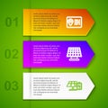 Set line Address book, Solar energy panel, and battery and . Business infographic template. Vector Royalty Free Stock Photo