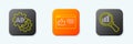 Set line Advertising, Browser window and Magnifying glass and analysis icon. Vector