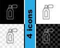Set line Aftershave bottle with atomizer icon isolated on black and white, transparent background. Cologne spray icon Royalty Free Stock Photo