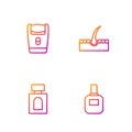 Set line Aftershave, Electric razor blade and Human hair follicle. Gradient color icons. Vector