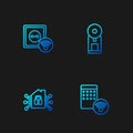 Set line Air humidifier, Smart home, electrical outlet and coffee machine. Gradient color icons. Vector Royalty Free Stock Photo