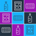 Set line Alcohol drink bottle, Pills in blister pack and LSD acid mark icon Royalty Free Stock Photo